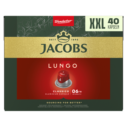 Jacobs Lungo Classico őrölt-pörkölt kávé kapszulában 40 db 208 g