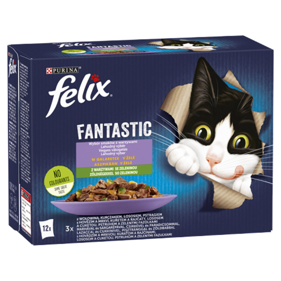 Felix Fantastic Házias Válogatás zöldségekkel aszpikban nedves macskaeledel 12 x 85 g (1,02 kg)