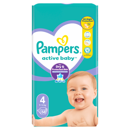 Pampers Active Baby 4, 58 Db Pelenka, 9kg-14kg