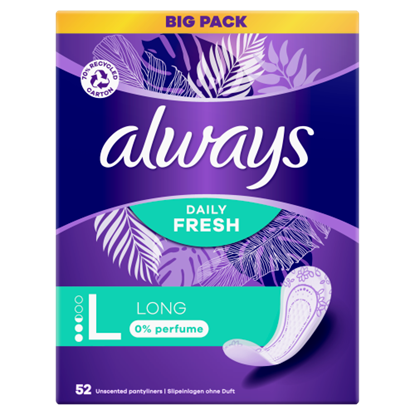 Always Daily Fresh Hosszú, 0% illatanyag 52 Darabos Kiszerelés